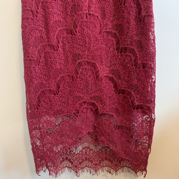 Deep Red Eyelash Lace Free People Dress - Picture 3 of 7